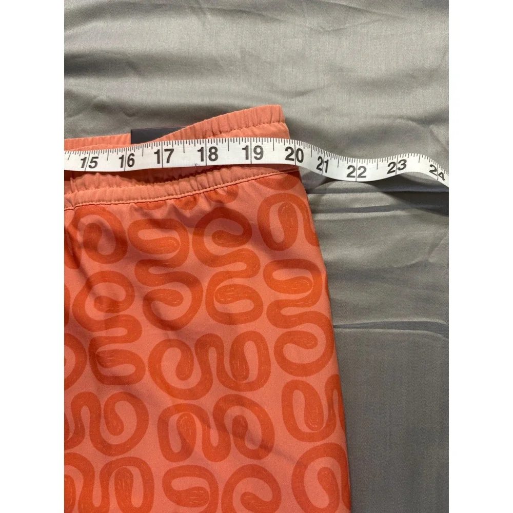 Quiksilver Mens XL Swim Trunks Coral Orange Swirl Print Mesh Lined Board Shorts